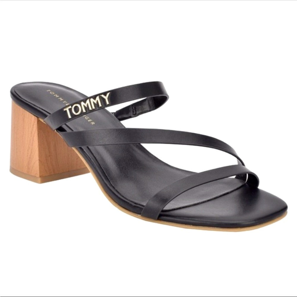 Tommy Hilfiger Black Twolinda Block Heels - Size 9 NWT in Original Box - Picture 1 of 6